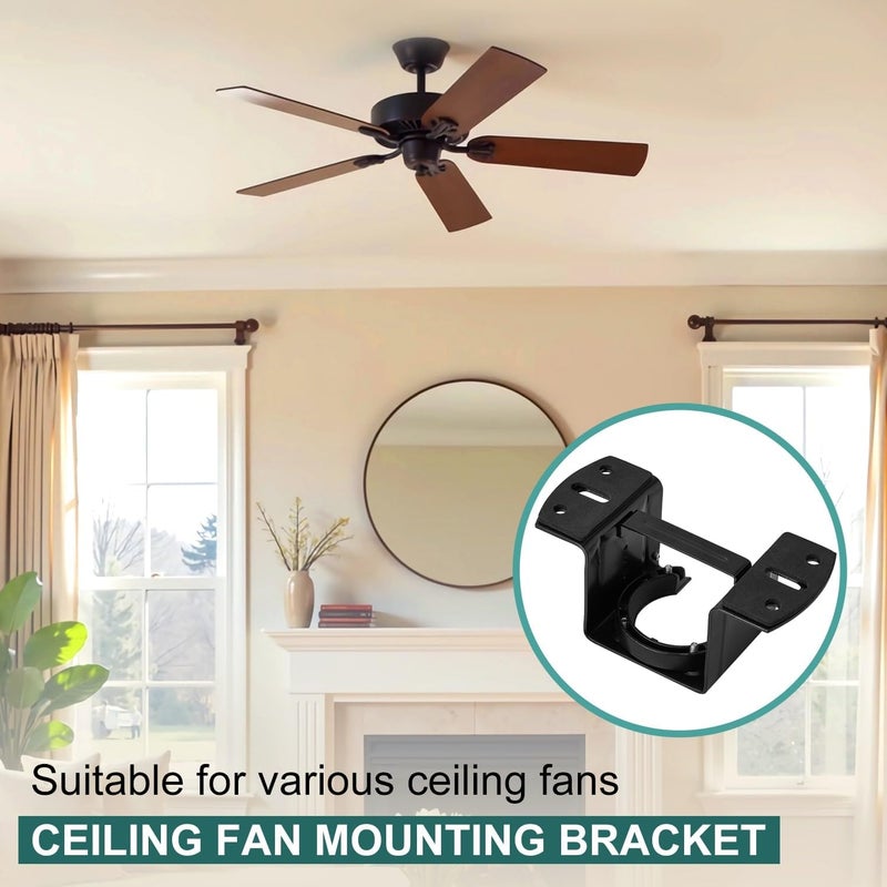 FEHEED 2PCS Ceiling Fan Mounting Bracket, Heavy-Duty Carbon Steel Sloped Cathedral Ceiling Canopy Bracket for High-Ceiling Applications with Ground Wire & Mounting Hardware (Black) - Image 3